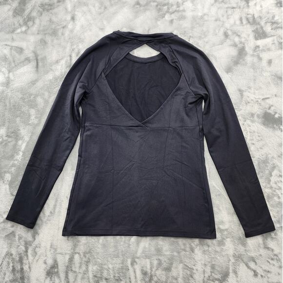 Under Armour Top Womens L‎ Black Heat Gear Fitted Open Back Long Sleeve Running - Picture 3 of 8